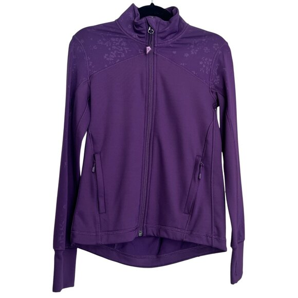 Ivivva by Lululemon Girls Plum Purple Full Zip Jacket with Floral Shimmer Size 7 - Picture 1 of 8
